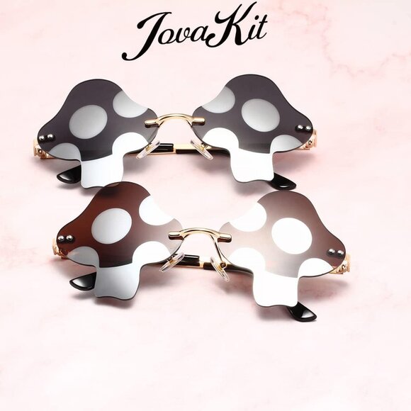 Mushroom Shaped Sunglasses Women Men Retro Rimless UV400 Sun Glasses Party Acces - Picture 5 of 7